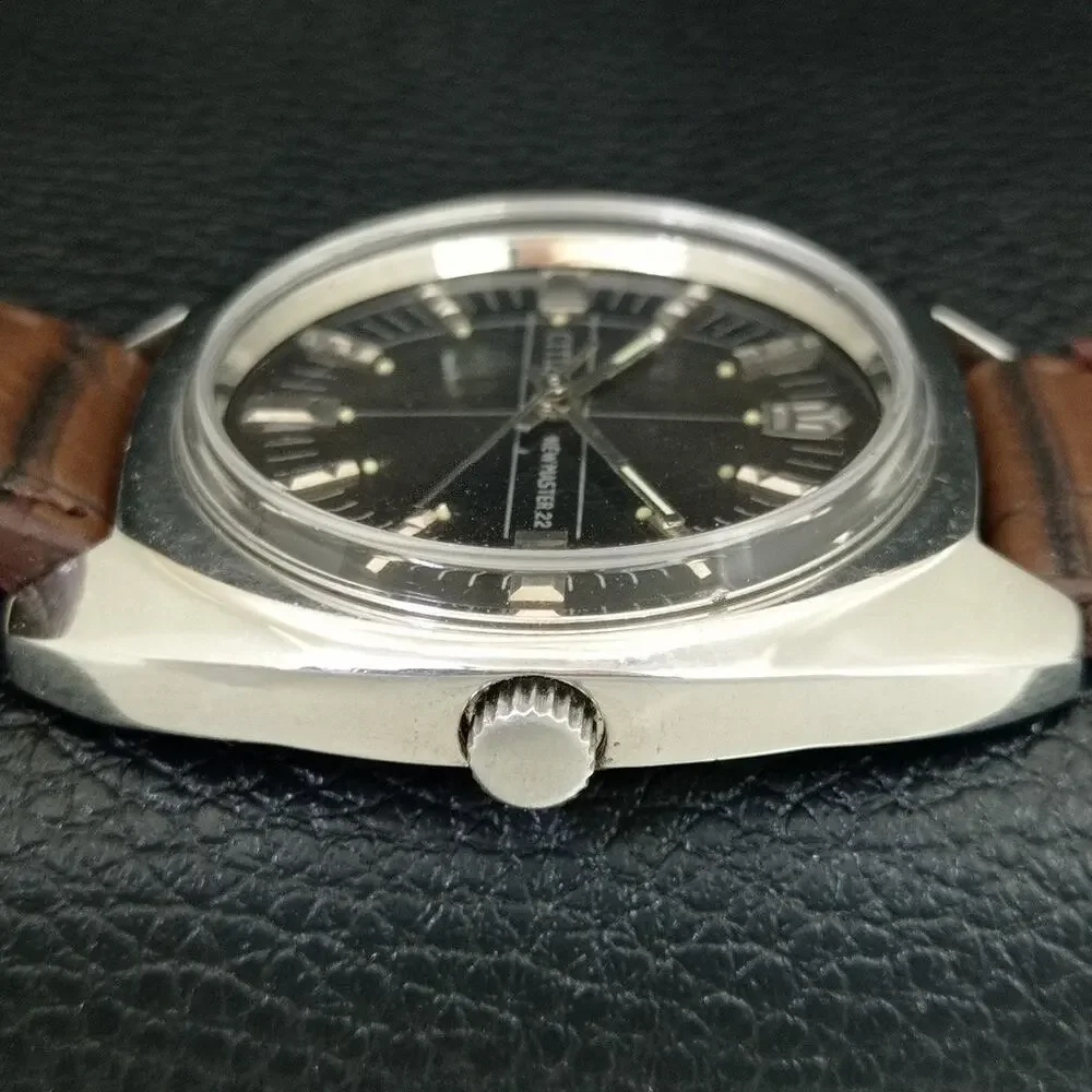 Vintage 1973 Citizen Manual Wound Mens Silver Watch & Silver accents